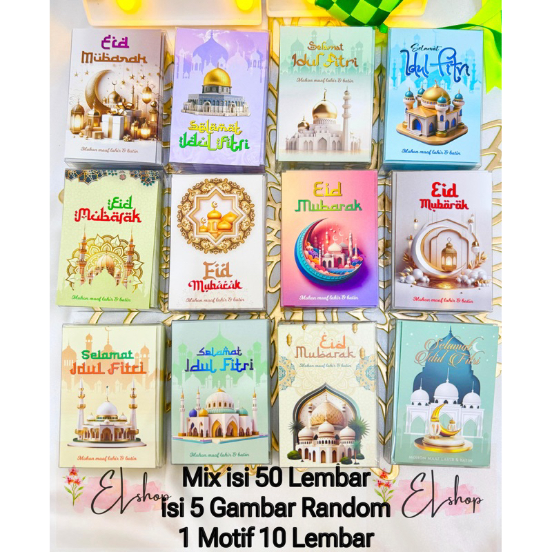 

Amplop Lebaran Mix isi 50 lembar Islami Idul Fitri Eid Mubarak