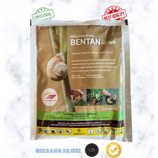 Bentan 80 wp (fentin asetat 80%) Moluskisida Pengendali Hama keong sawah kemasan 100 gram