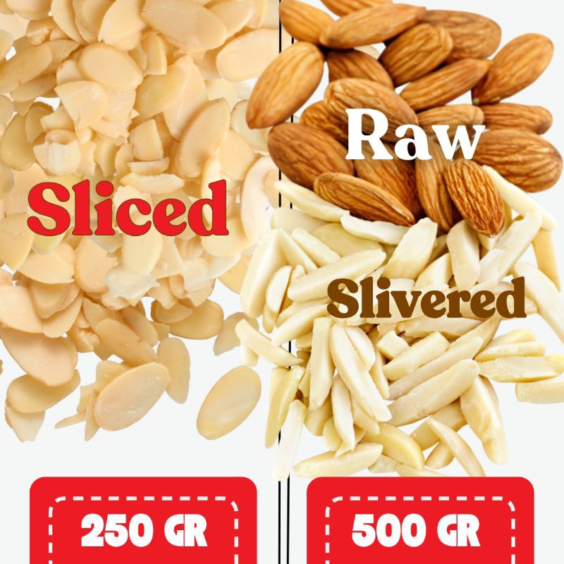 

ALMOND RAW SLICE SLIVERED UTUH IRIS CINCANG 1KG CAKE COOKIES BAKING