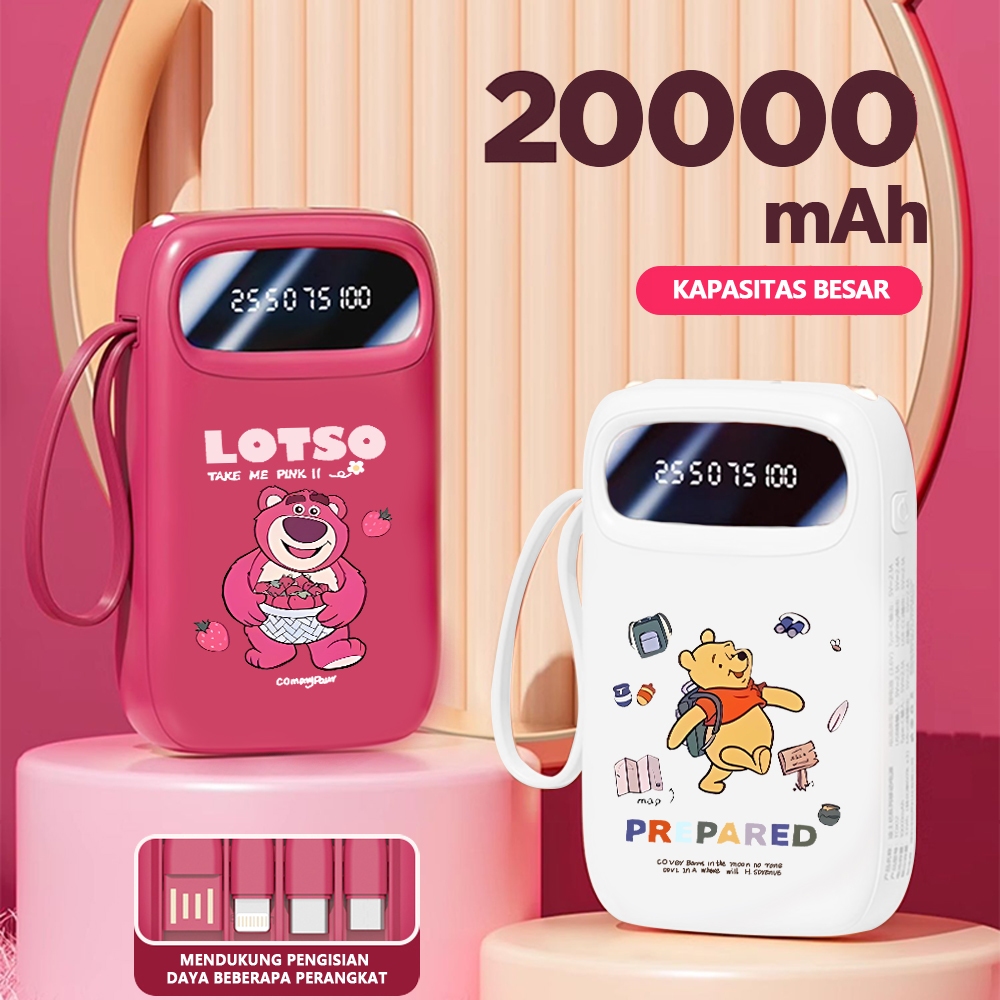 Mini size cartoon character Powerbank Portable 20000 mAh with 4 usb fast charging Dual Input Port Ty