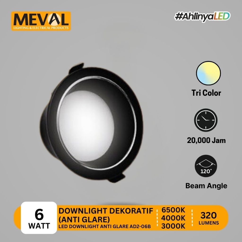 MEVAL Lampu LED Downlight Dekoratif Anti Glare - Tri Color