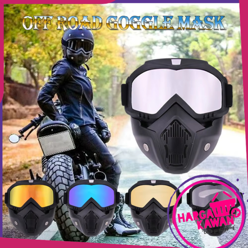 Kacamata Masker Motor Retro Trail Cross Goggles Windproof Paintball Mask Biker Tactical