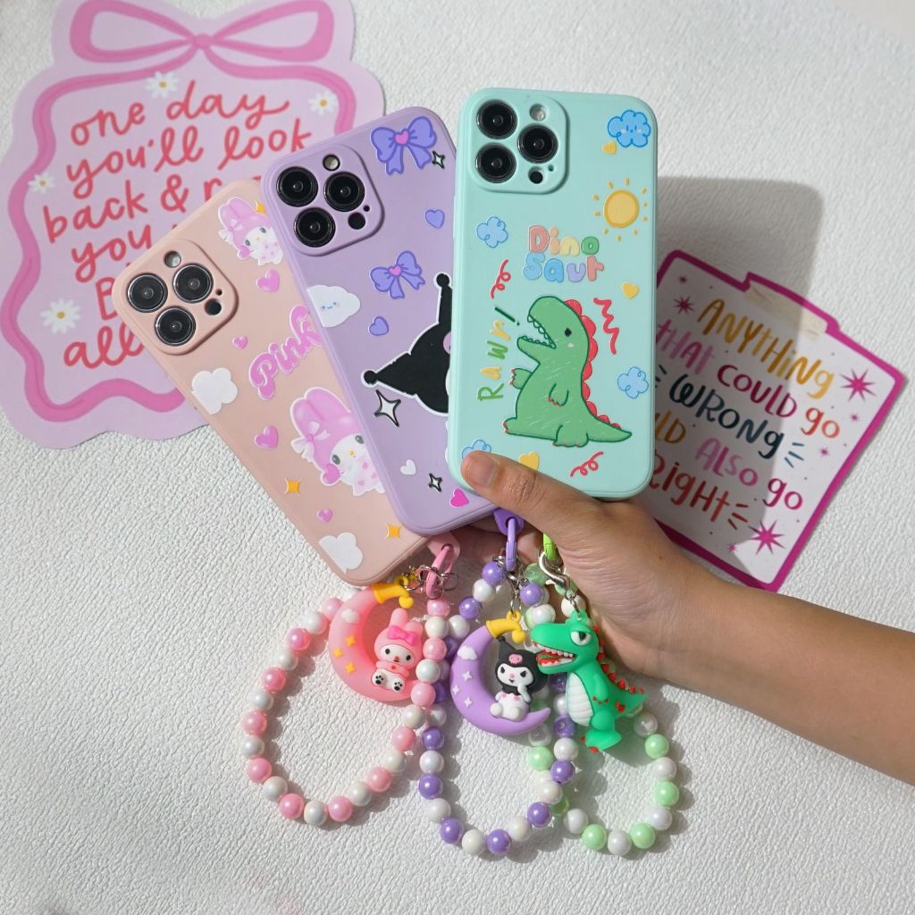 Softcase + Gantungan Strap Karakter Cute [MS1] For Redmi 4A 5A 6A 8A 9A 9T Note 10 Note 5 Note 5A No