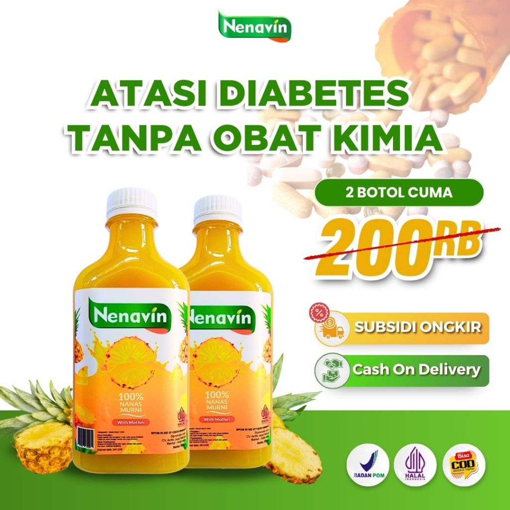 

NENAVIN - Cuka Nanas Asli - PAKET 2 BOTOL - Ampuh Atasi Diabetes dan Kontrol Gula Darah - HALAL - BPOM - COD