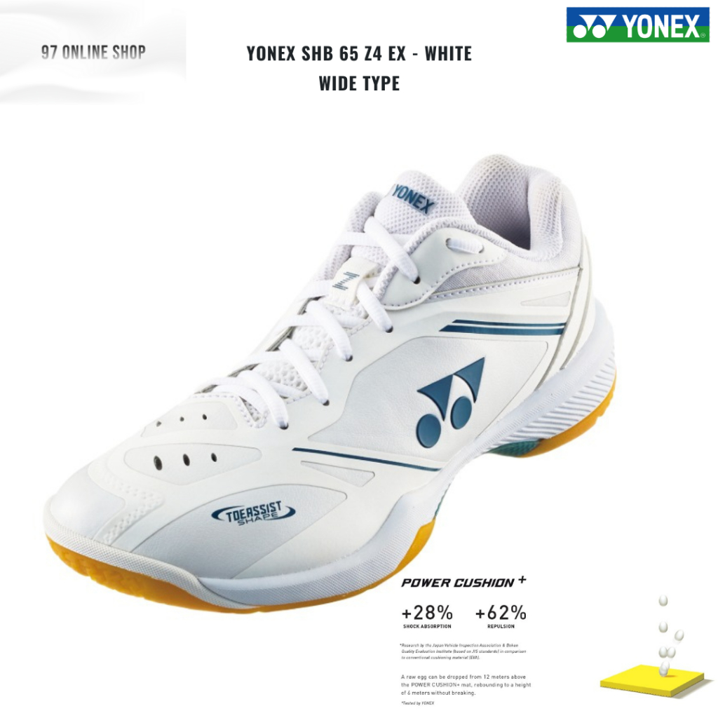 Sepatu Badminton YONEX New  SHB 65 Z4 WIDE TYPE EX - 4th Gen |SHB65Z4WEX| Power Cushion - WHITE