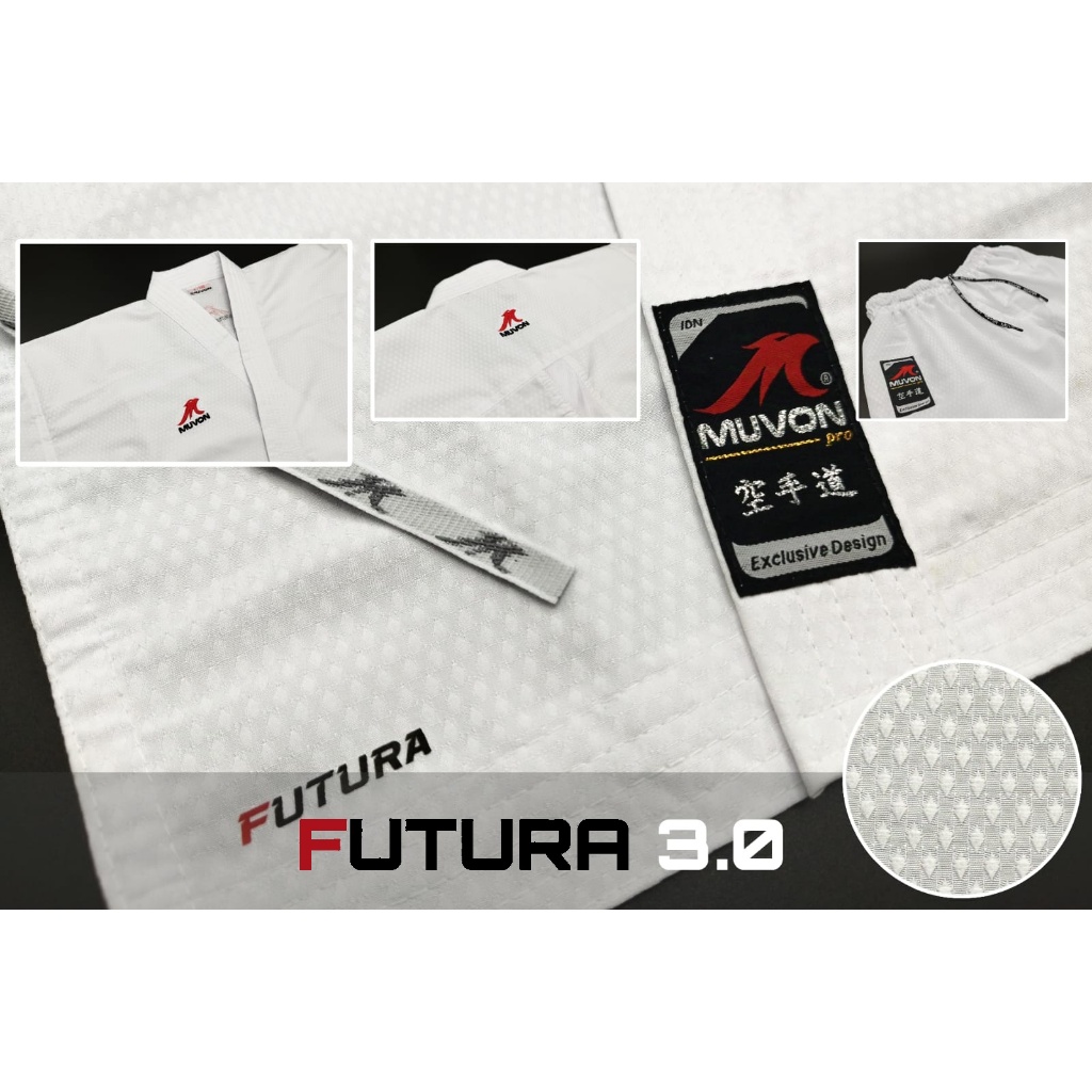 Baju Karate Gi Muvon Kumite Futura 3.0 WKF Style (setelan Baju + celana), exclusive design.100% Orig