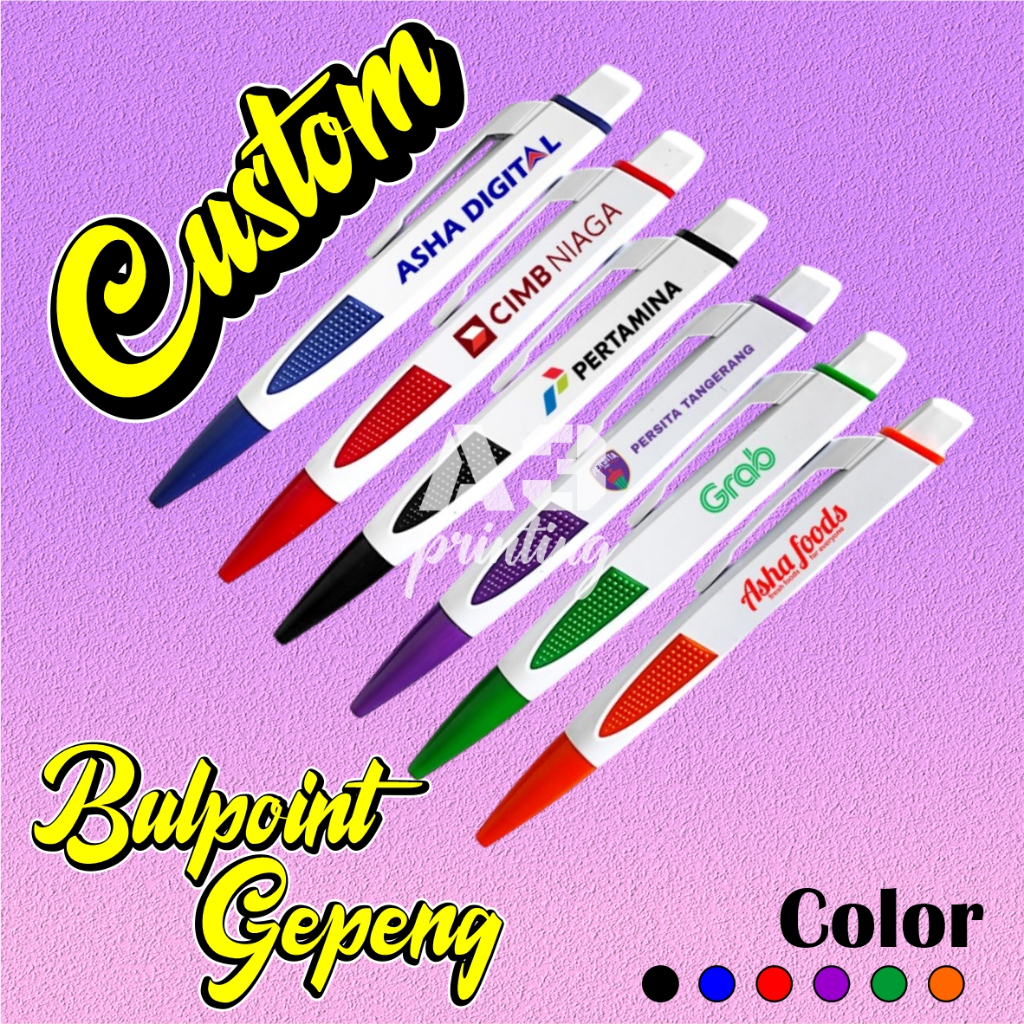 

Pulpen Pen Pena Bulpen Bulpoin gepeng custom fullcolor, cocok jadi souvenir acara seminarkit promosi