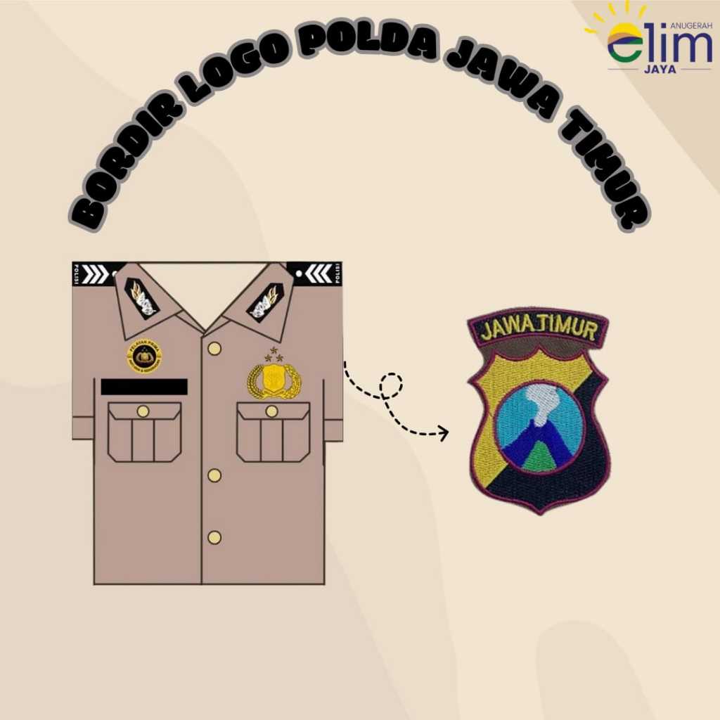 Badge Logo Polda Jatim / Emblem Polda Jatim / Bet Logo Bordir Polda Jatim (6 Pcs)