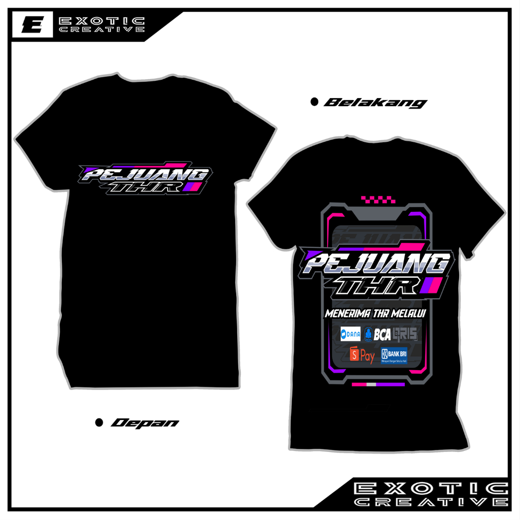 Kaos Tshirt Baju Distro Pejuang THR Menerima THR Melalui BCA Mandiri Dana Qris Premium Terbaru