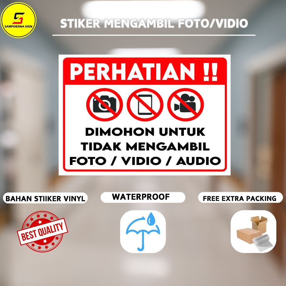 

Sticker Dilarang Foto / Stiker Dilarang Merekam / Stiker Dilarang Mengambil Foto / Video / Audio