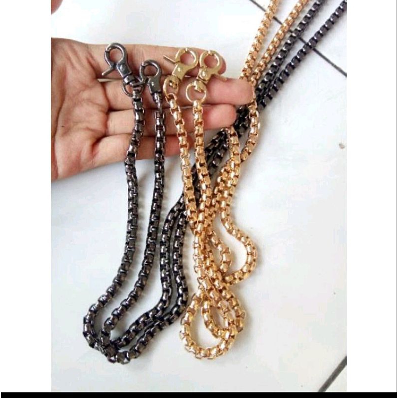 [beli lokal] aksesoris tas wanita rantai ulir tebal black/ gold