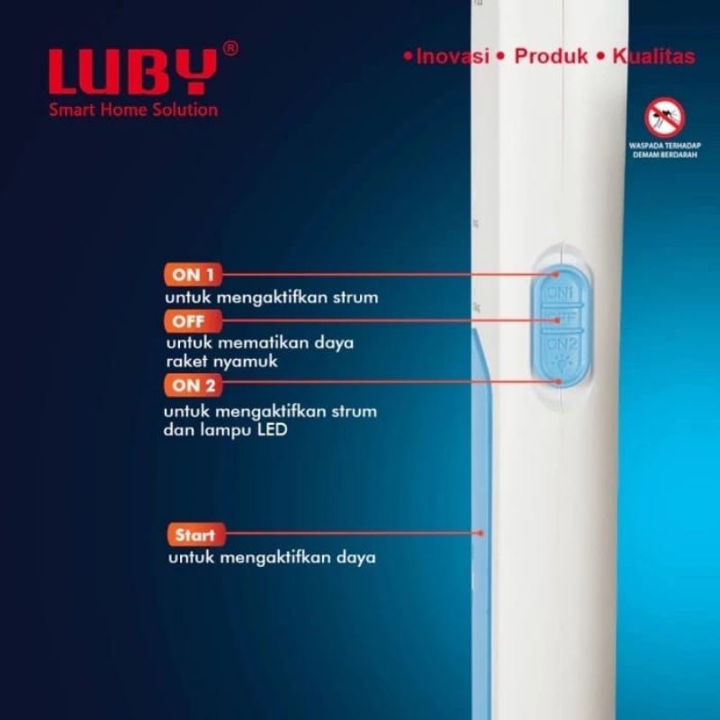 Raket Nyamuk Elektrik Cas LUBY L3839,Raket Nyamuk Cas LUBY 3839 Original