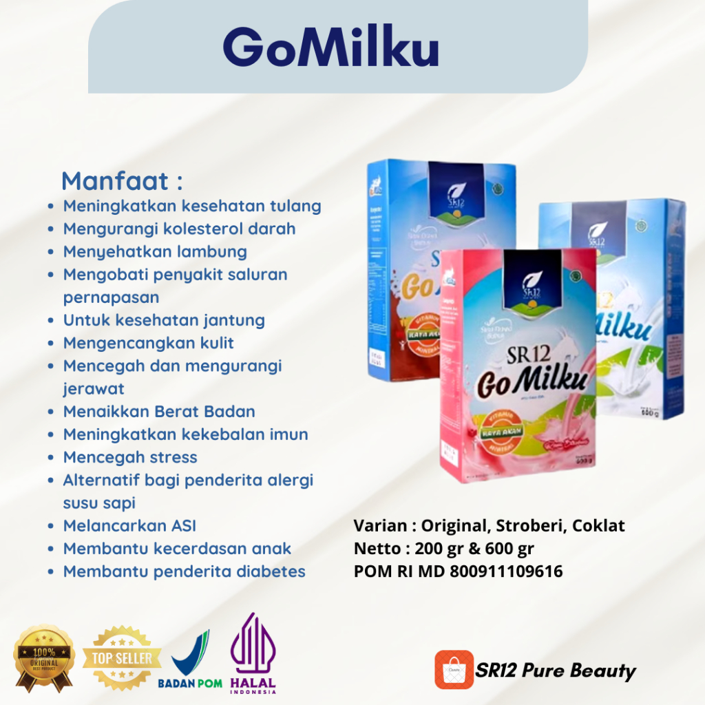 

Terlaris!! SUSU KAMBING GOMILKU SR12 HALAL / GOAT MILK SUSU BUBUK TANPA GULA / SUSU ETAWA KUALITAS PREMIUM BPOM