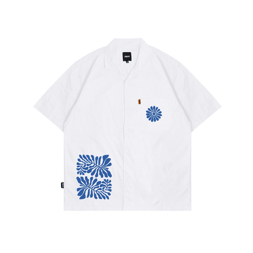 Troy Company Short Shirt White Blue Algae - Kemeja Lengan Pendek Pria Putih KMJ 2951