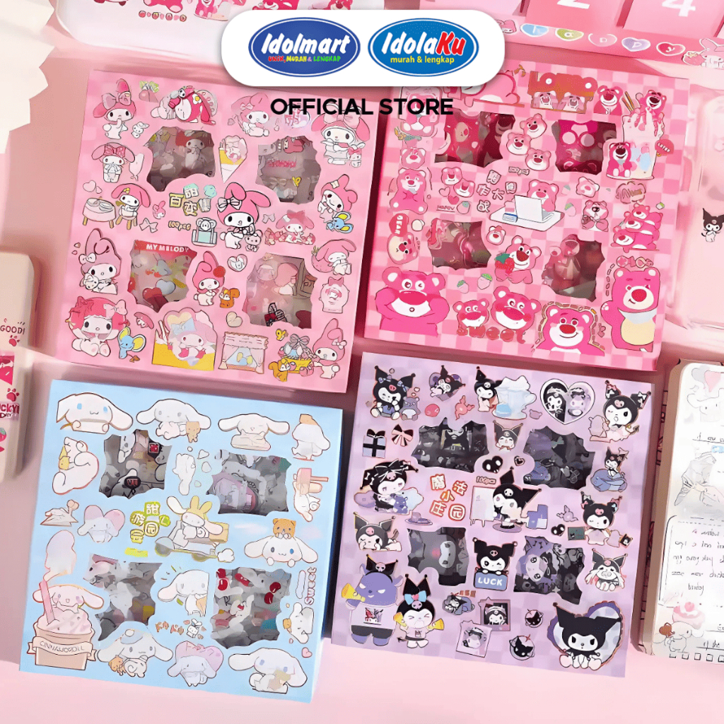 

IDOLMART Stiker Karakter Isi 100 Pcs Motif Kartun Kuromi Lotso My Melody Stiker Anti Air DIY