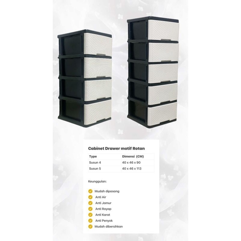 laci motif rotan cab drawer