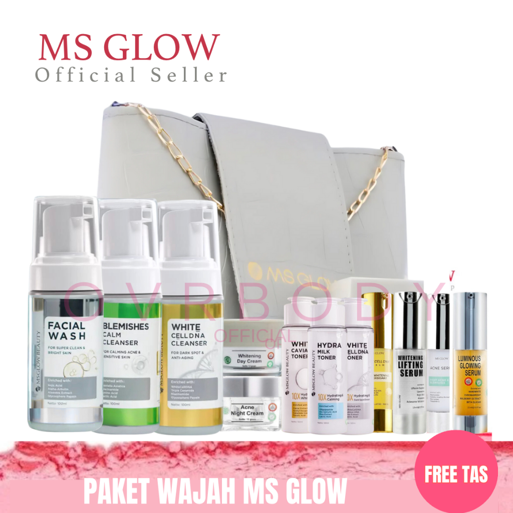 Paket Perawatan Wajah MS Glow Basic Series - Whitening Acne Ultimate Luminous By OVRBODY