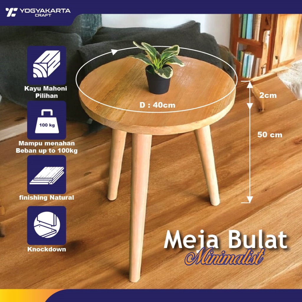 Meja Bulat Minimalis Meja Kayu mahoni meja Coffee Table Meja solid wood knockdown