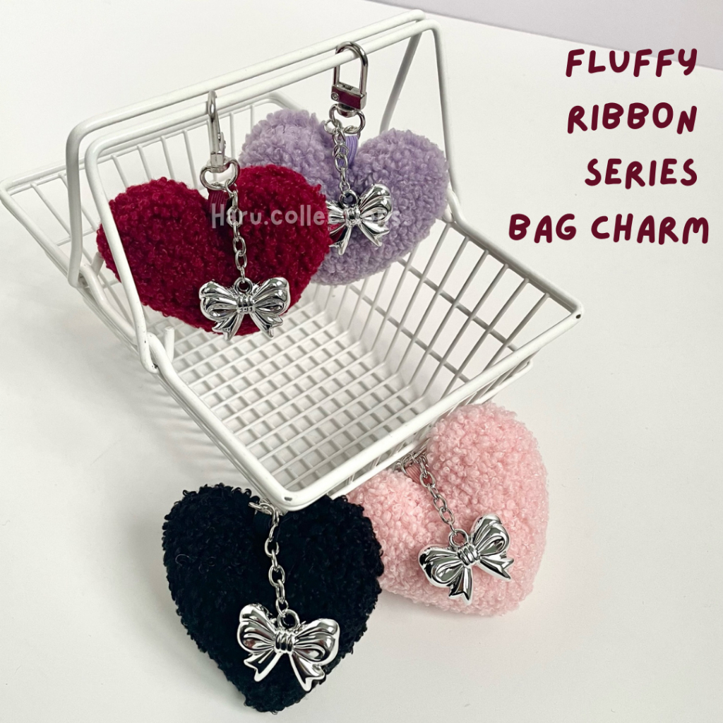 [HARU] Fluffy Ribbon series Bag Charm Ganci Gantungan Kunci Tas Aesthetic