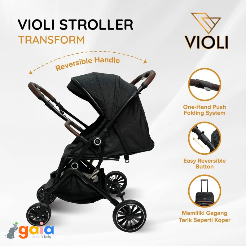 Violi Stroller Transform Black | Kereta Dorong Bayi