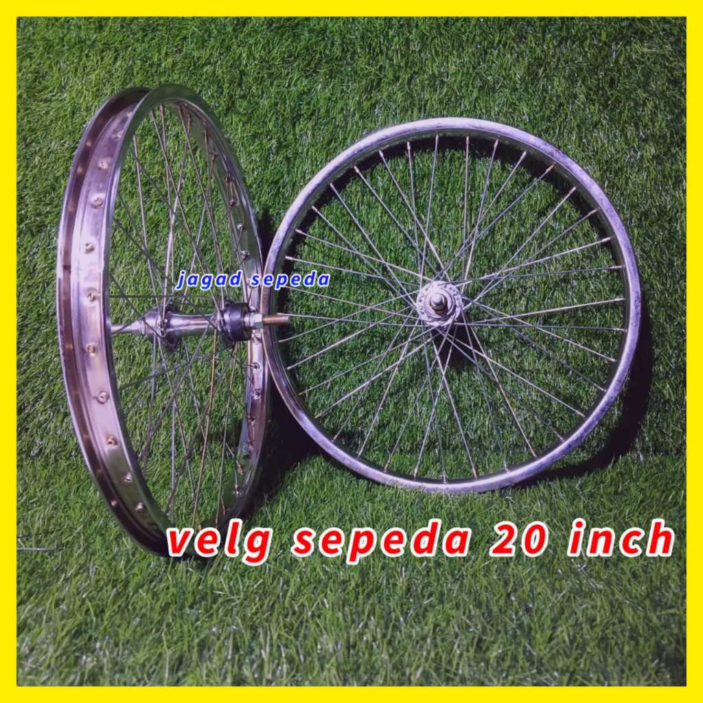 wheelset 20 atau velg sepeda 20 in sepasang sudah dirakit dan disetel jari2