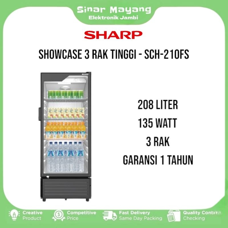 Showcase SHARP SCH-210FS/ Showcase 3 Rak Tinggi SHARP/ Garansi Resmi SHARP