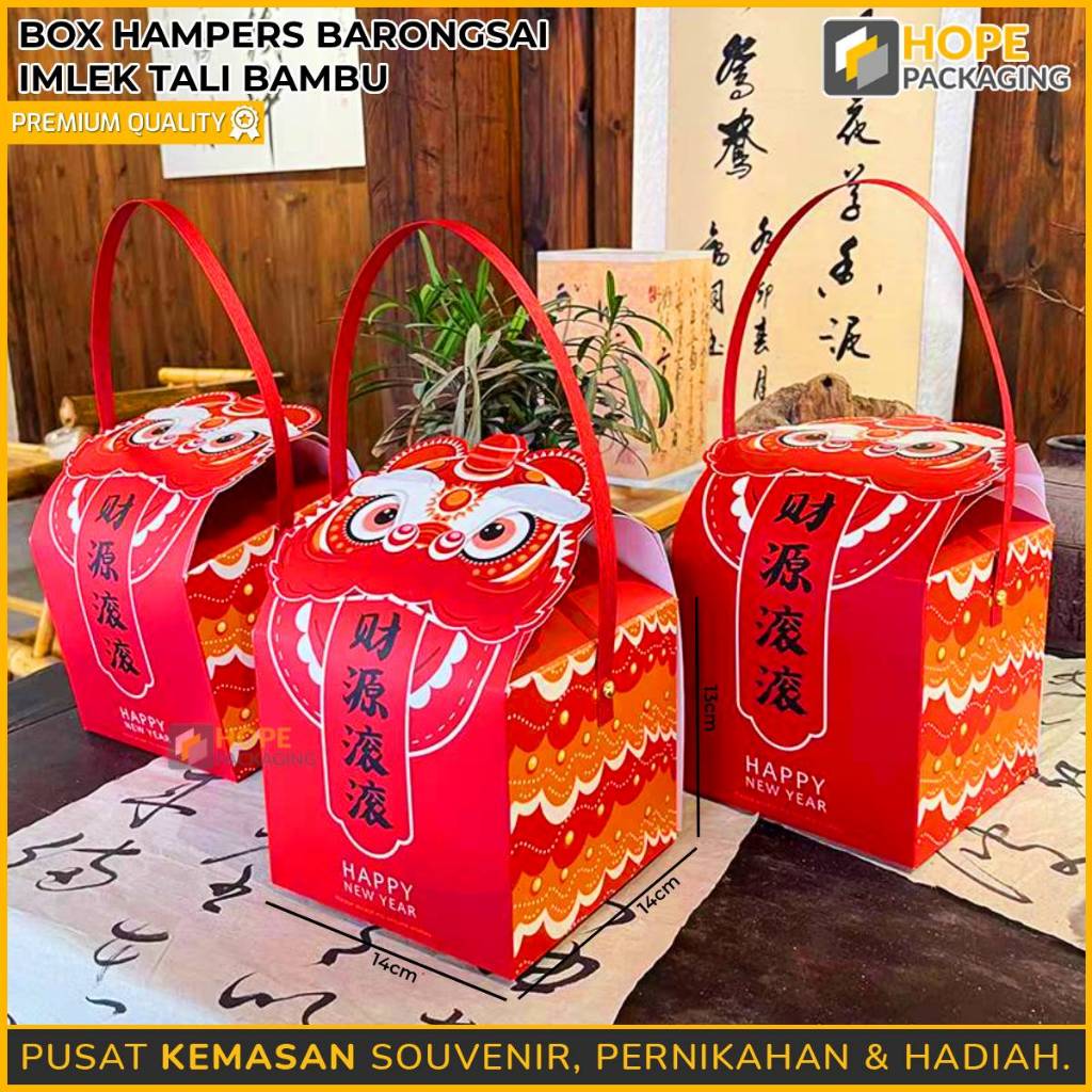 

Box Hampers Barongsai Imlek Tali Bambu / Kotak Sincia Toples CNY / Box Souvenir Kue Imlek / Dus Toples Kue Keranjang / Box Hampers Imlek / Kotak Kue Toples