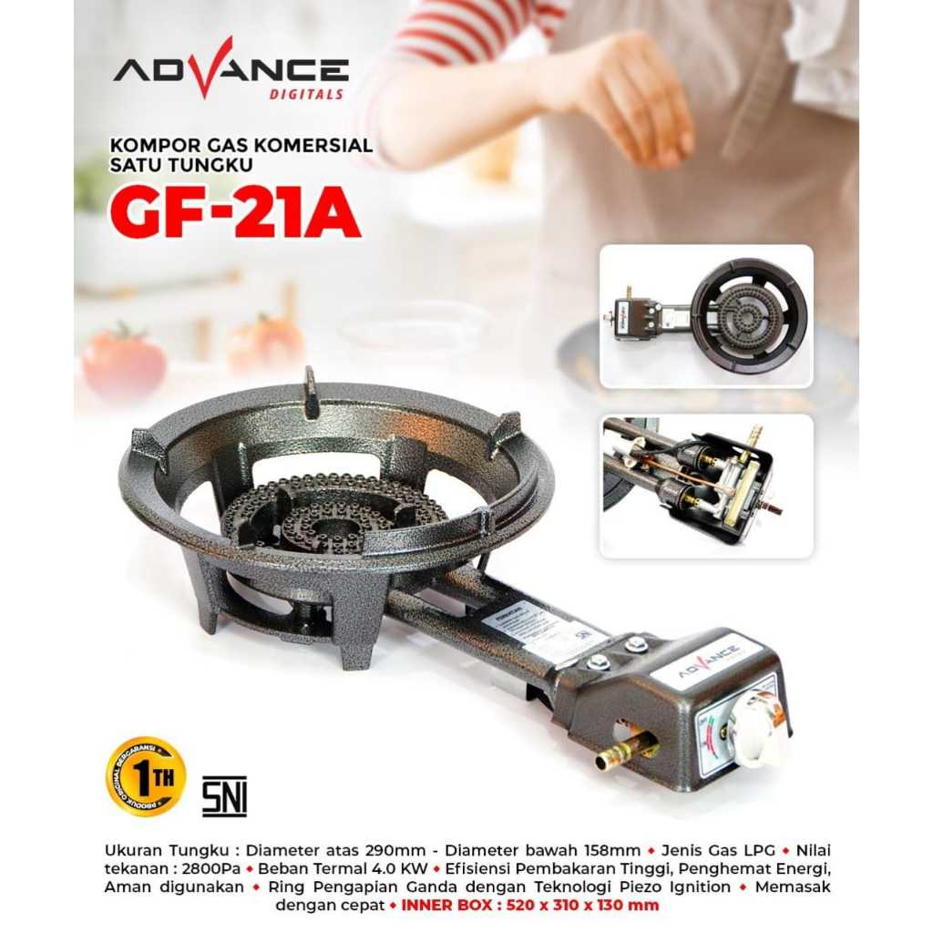 KOMPOR GAS KOMERSIAL 1000 MATA API SATU TUNGKU GF-21A ADVANCE