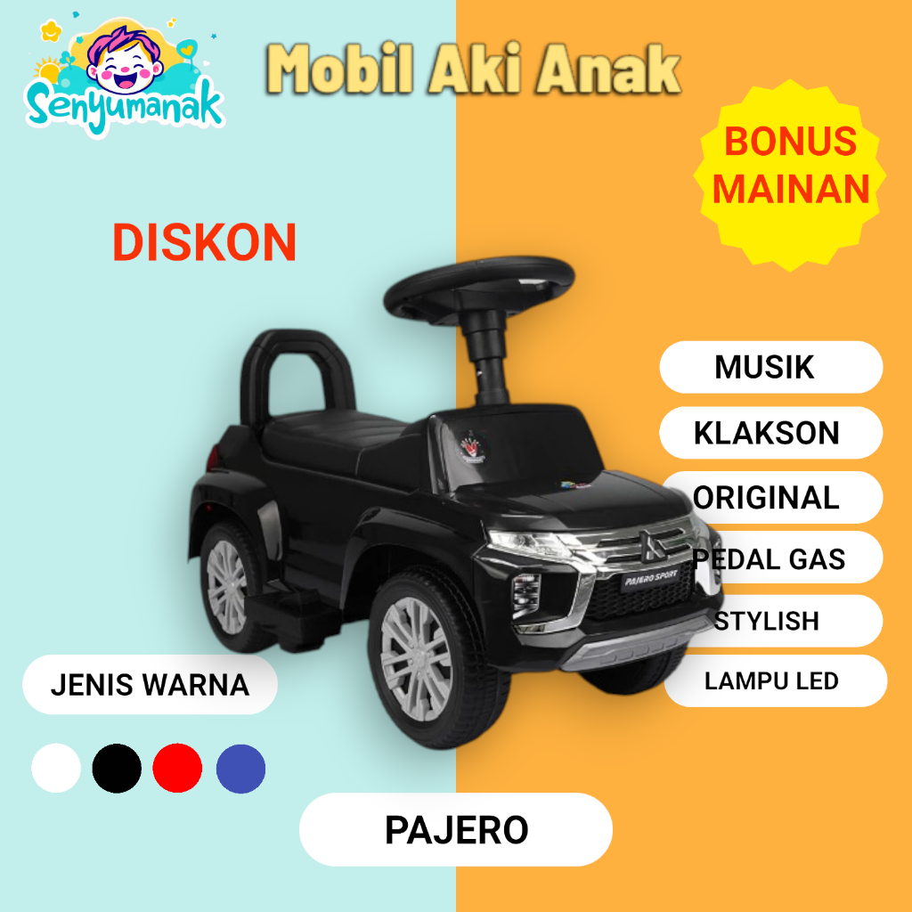 MAINAN ANAK MOBIL MOBILAN AKI BISA DINAIKIN PAJERO/FUSO/CRV/COOPER MOBIL AKI
