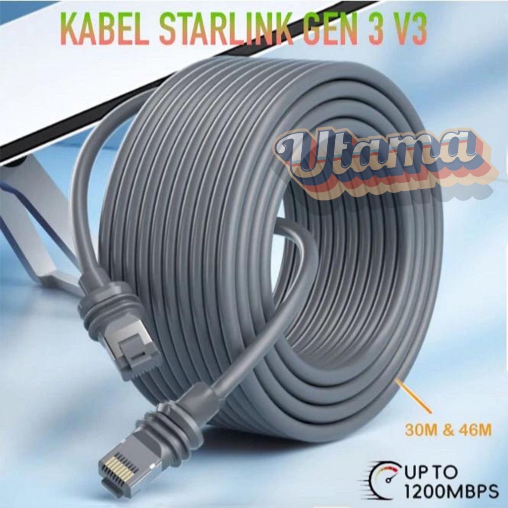Kabel Ekstensi Standar For Starlink Gen 3 V4 V3 Cable Web Internet Trasmisi 1200Mbps Panjang 100FT /