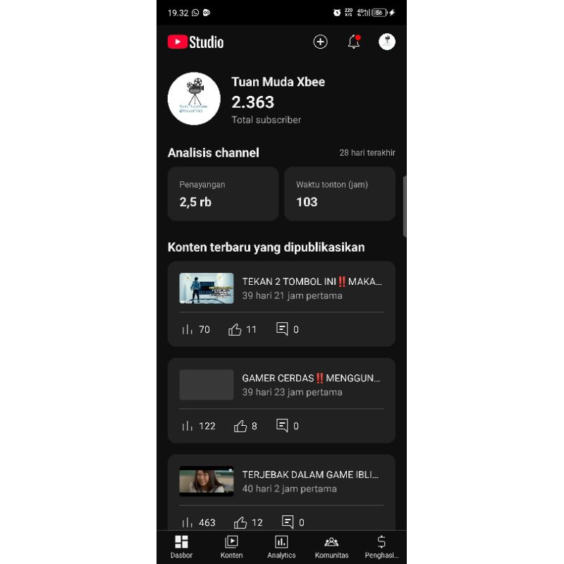 Akun Youtube 2000 Subscriber