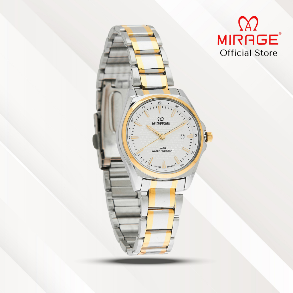 Mirage Jam Tangan Wanita Analog 8832 L Silver Gold Original Stainless