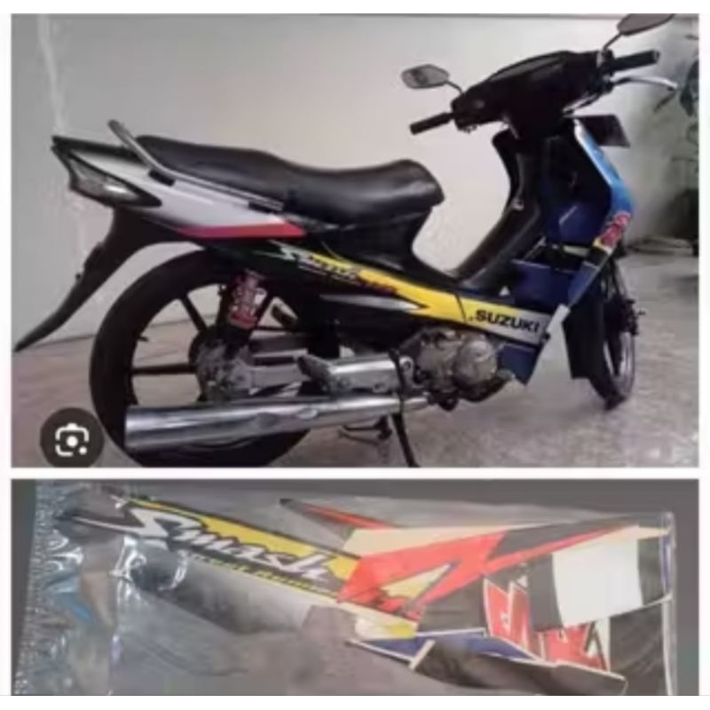 STIKER STRIPING STANDAR ORI SUZUKI SMASH 110 SR 2005 FULL SET