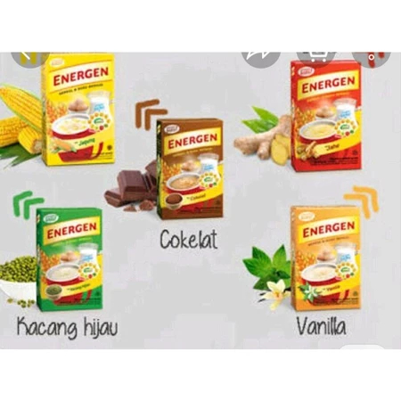 

ENERGEN 10 × 34 GR VARIAN RASA COKLAT/ VANILA / KACANG HIJAU / KURMA / JAHE