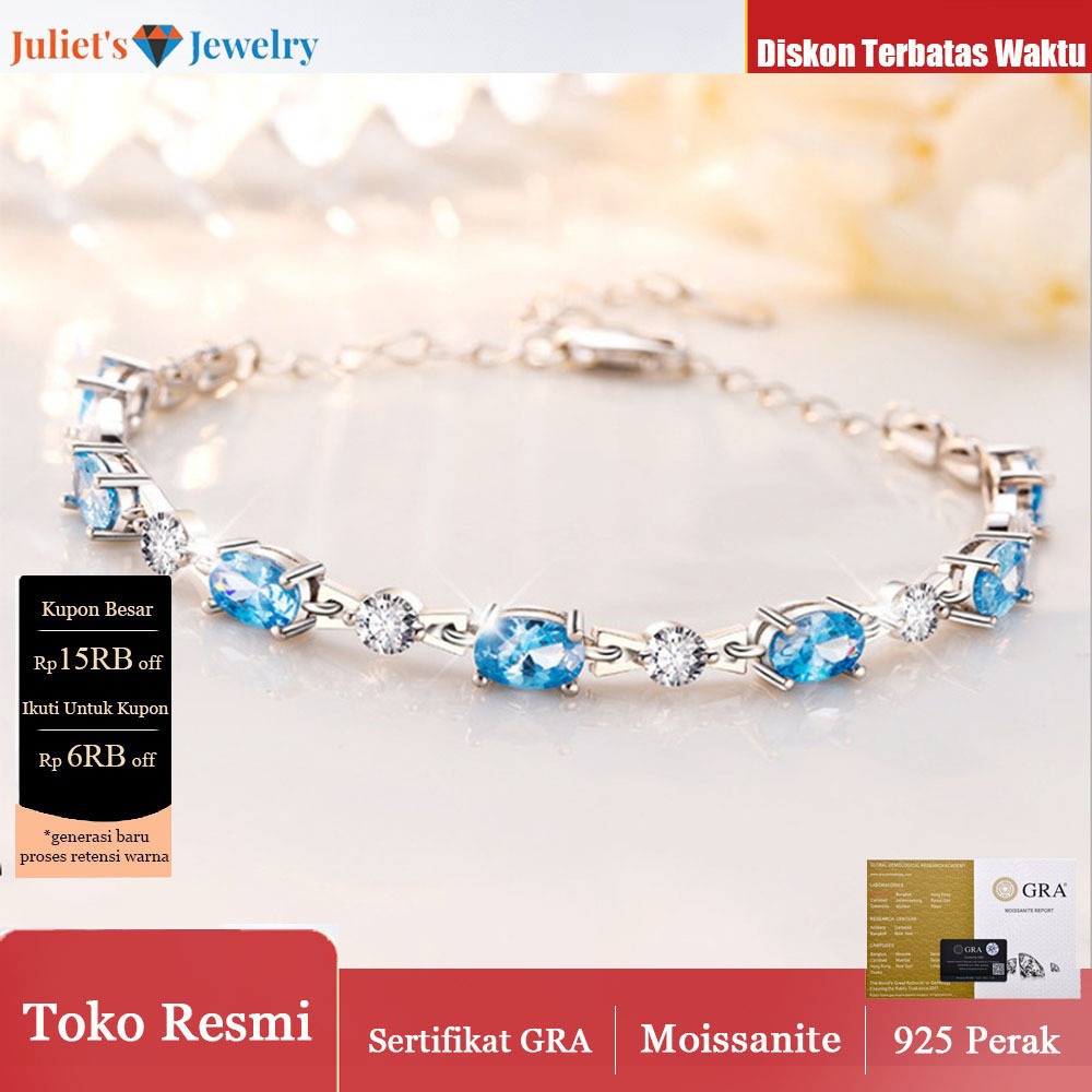 Gelang Safir Gelang Bintang Bulan Gelang Perak Berlian Korea Gelang Perak Berlian Perhiasan Wanita