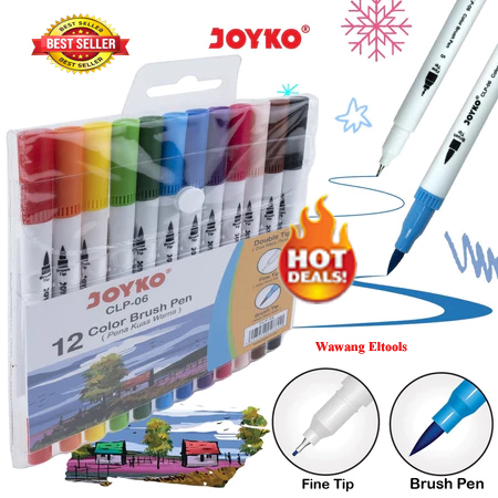 

[1 Set] Color Brush Pen / Pena Kuas Warna Joyko CLP-06 / 12 Warna