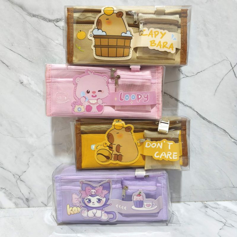 

Kotak Pensil Lucu Viral Sekat Pouch / School Sekolah Pencil Case Loopy Kuromi Capybara Capibara Premium Bagus