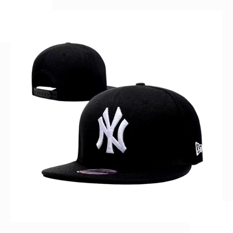 Topi Pria Snapback Hip-hop model Build Up/Built Up Bahan Tebal Cod - NY hitam putih