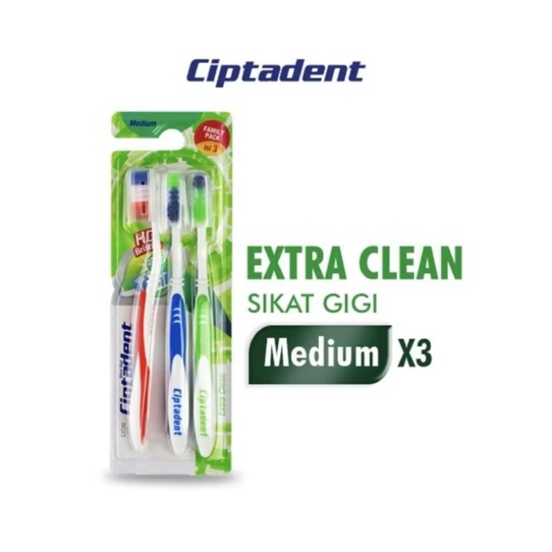 Sikat Gigi Ciptadent isi 3 Family Pack / Sikat Gigi Murah - Extra Clean