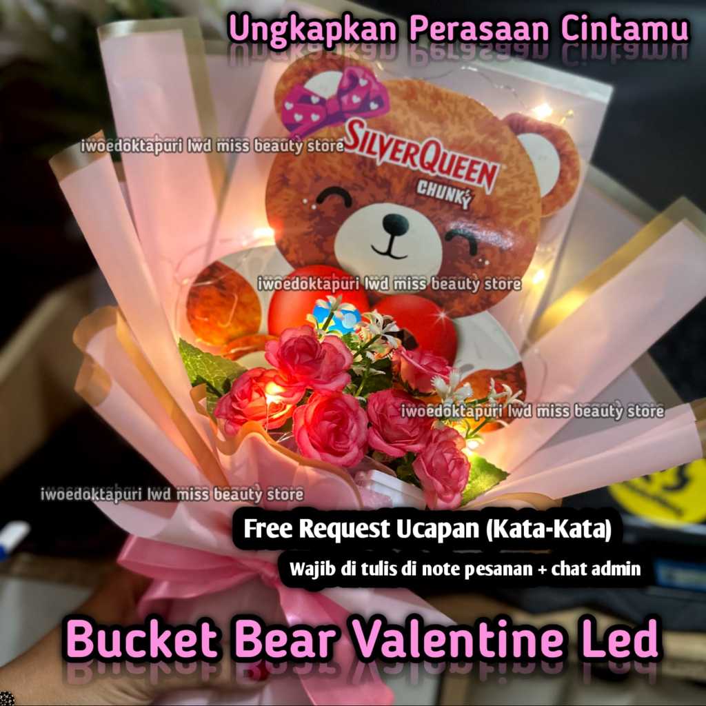 

Silverqueen Love Bucket Bunga Chocolate 3x30g dan Promo Valentine Day dan Cashew Buy 1 Get 1 Free 2x58g Hampers Murah Grosir Bisa Instat Kurir COD Surabaya Sidoarjo Malang Kediri