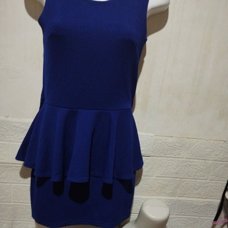 mini dress pita besar biru preloved