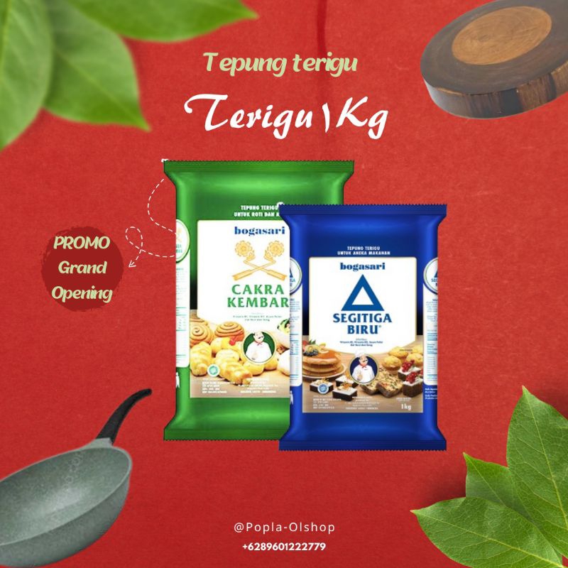 

tepung terigu segitiga biru & cakra 1 kg