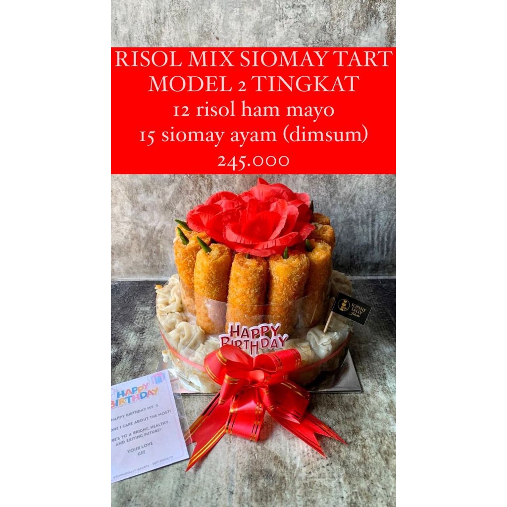 

RISOL MIX SIOMAY TART MODEL 2 TINGKAT - PAKET HAMPERS IMLEK / CNY / BIRTHDAY / IDUL FITRI LEBARAN - READY