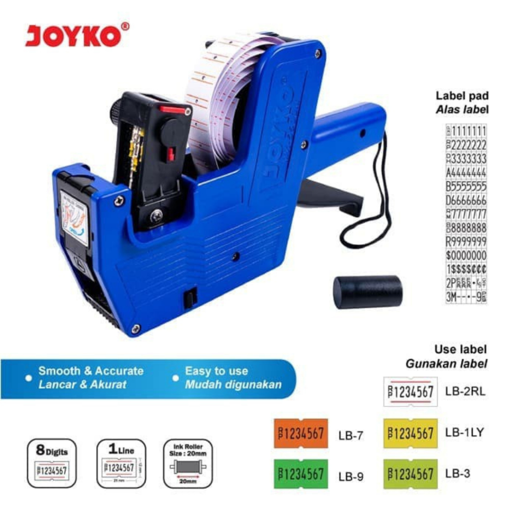 

Joyko Price Labeller 1 Baris / Mesin Alat Label Harga Mesin Cetak Lebel 8 Digit 1 Baris MX-550 - Free 1 pc Extra Ink Roller