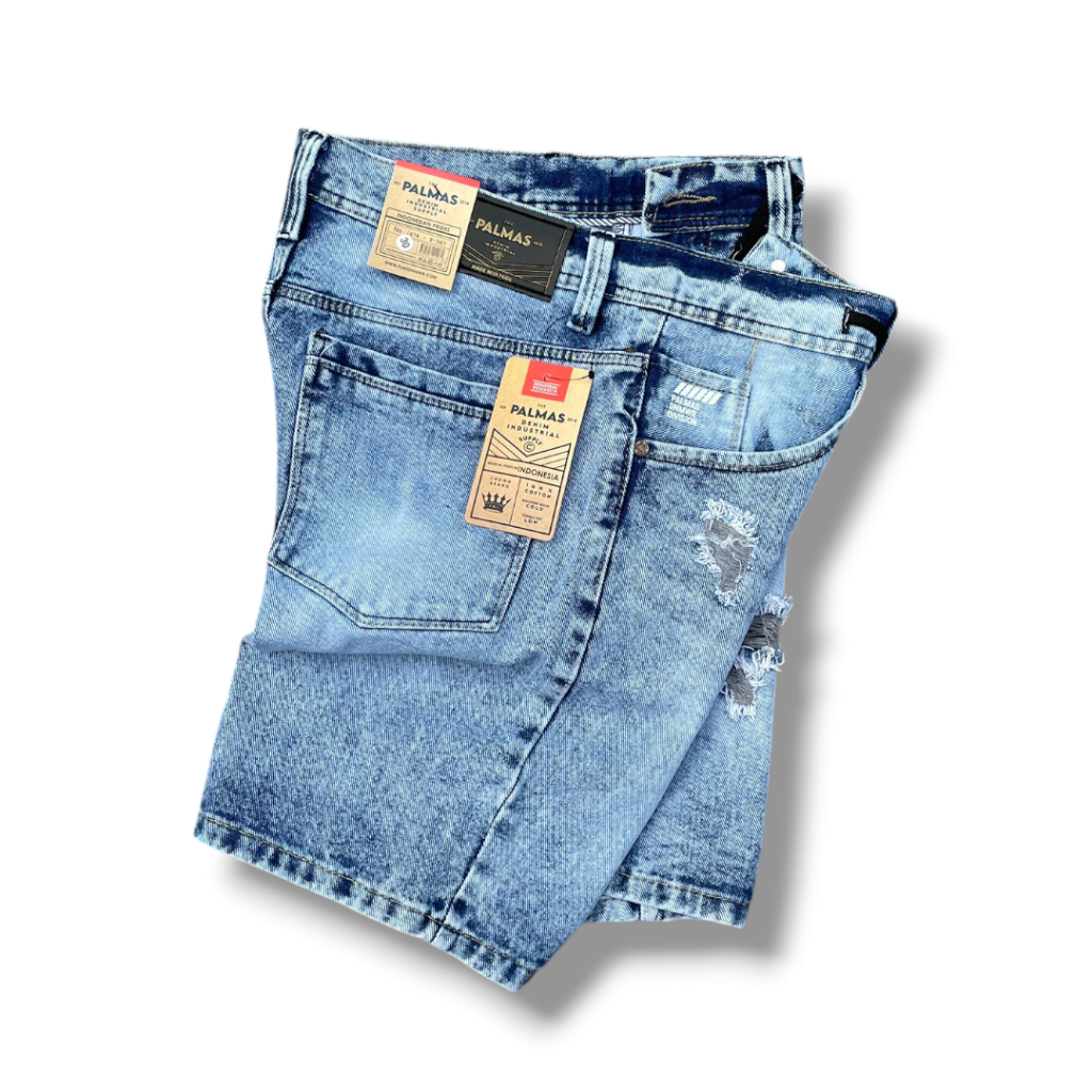 CELANA PENDEK JEANS SOBEK SNOW WASH PREMIUM SIZE 28-33 ORIGINAL PALMAS