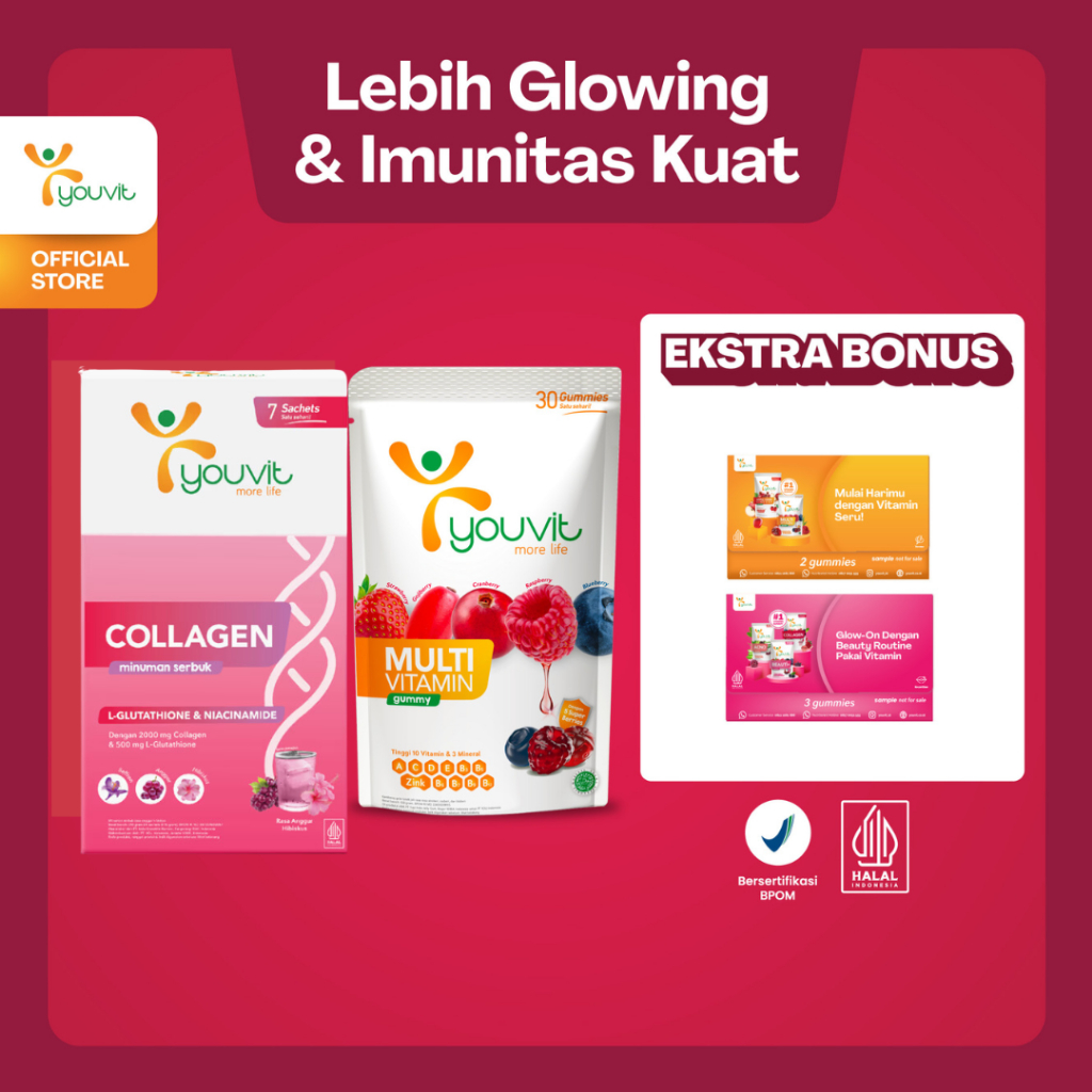 [FREE YOUVIT SAMPEL] Youvit Collagen Drink 14 Hari & Multivitamin Dewasa 30 Hari Untuk Vitamin Anti 