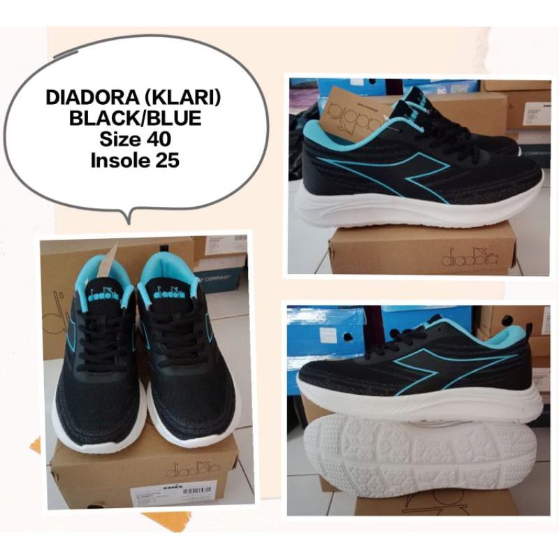 SEPATU DIADORA Klari, Size 40, warna Black/Blue. original store