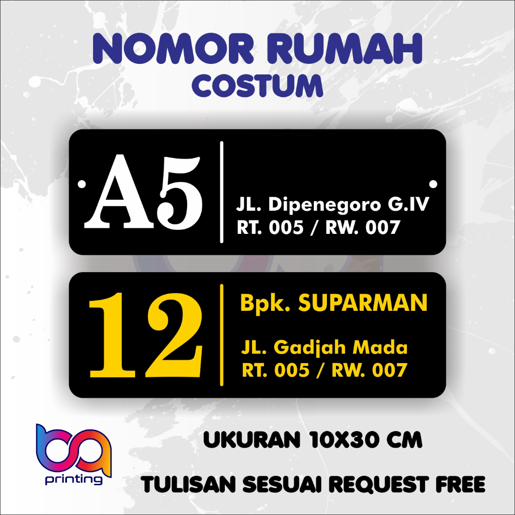 

MURAH !!! NOMOR RUMAH ACRYLIC PAPAN AKRILIK / AKRILIK 30cm x 10cm LASER CUTTING