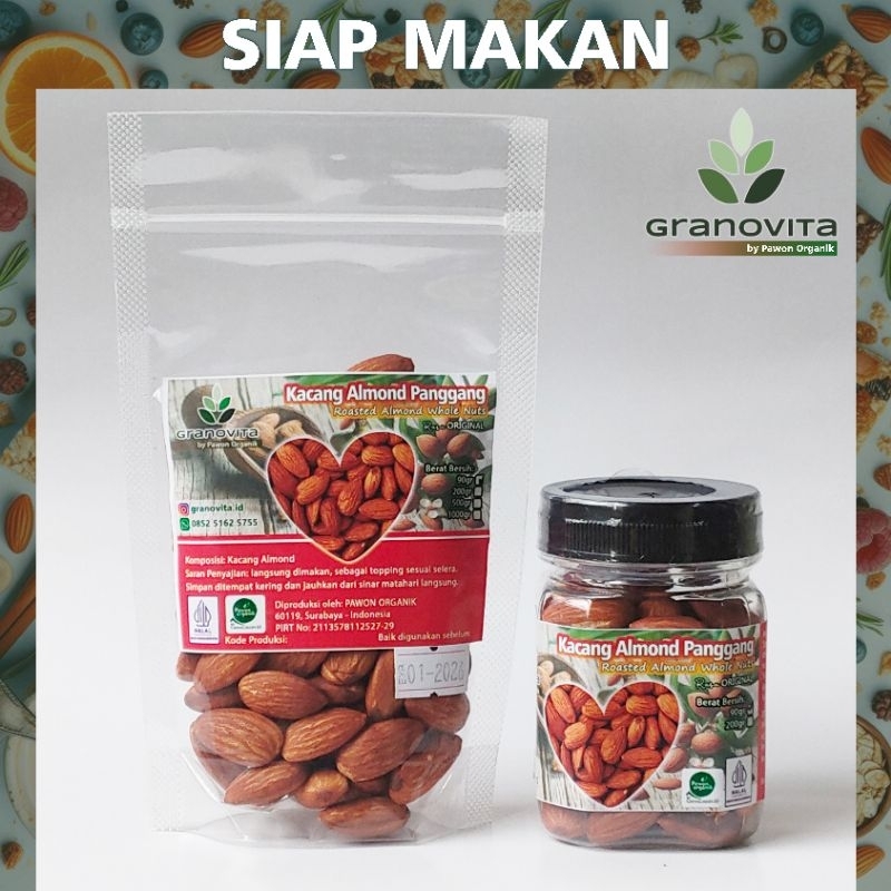 

Roasted Almond Nut / Kacang Almond Matang / Almond whole /Almond Panggang (Siap makan)