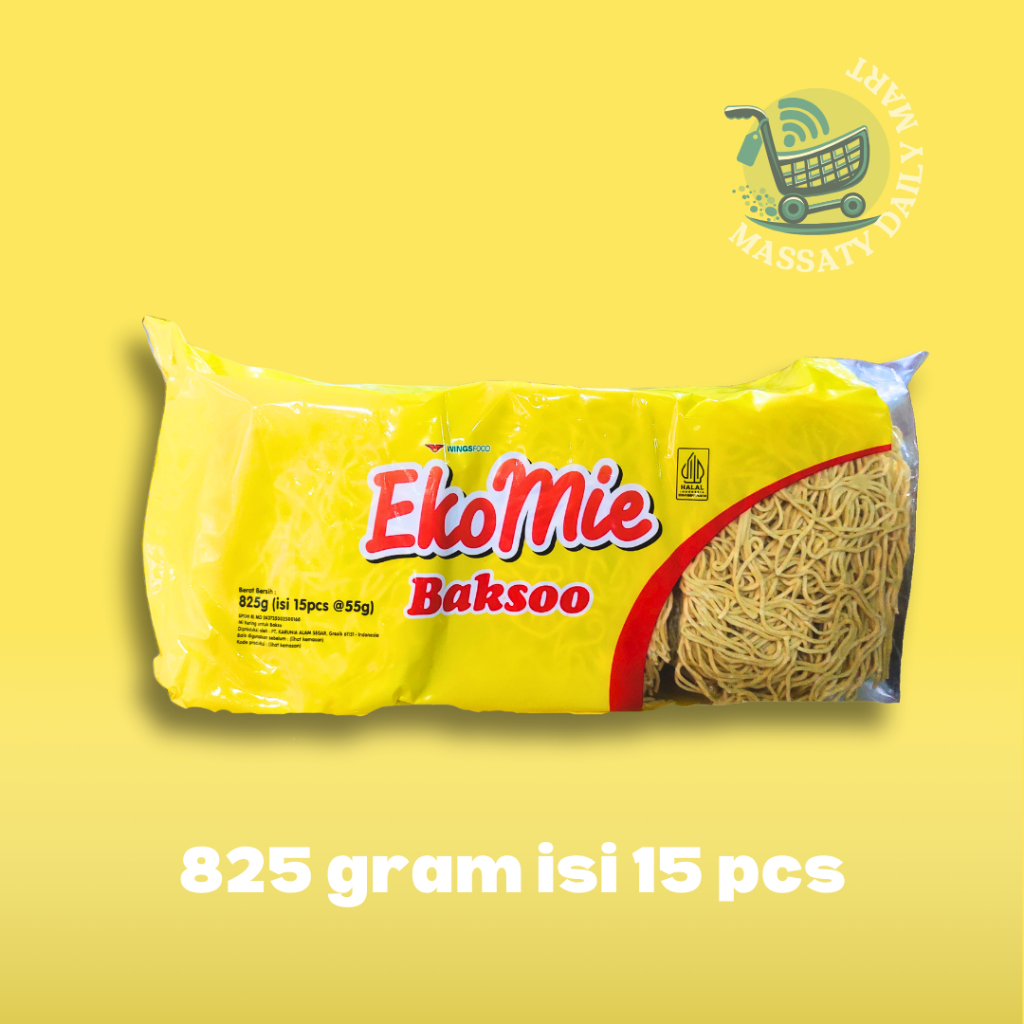 

EKOMIE BAKSOO MIE KERING UNTUK BAKSO 825 gram ISI 15 PCS